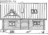Типовой проект бревенчатого дома с цокольным этажом № I-192-1D - вид справа
