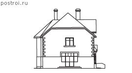 Мансардный дом-коттедж из газобетона № J-255-1P - вид слева