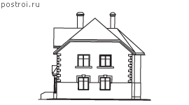 Мансардный дом-коттедж из газобетона № J-255-1P - вид справа