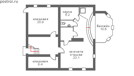 3 этажный дом из бруса № K-342-1D - цоколь