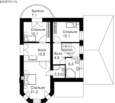 2 этажный мансардный дом № L-155-1K - мансарда