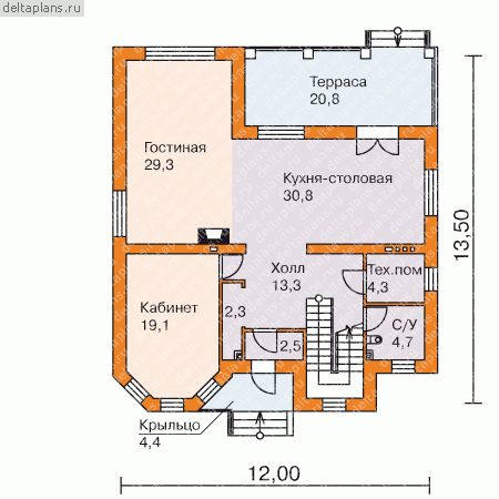 Дом два этажа № L-209-1K - 1-й этаж