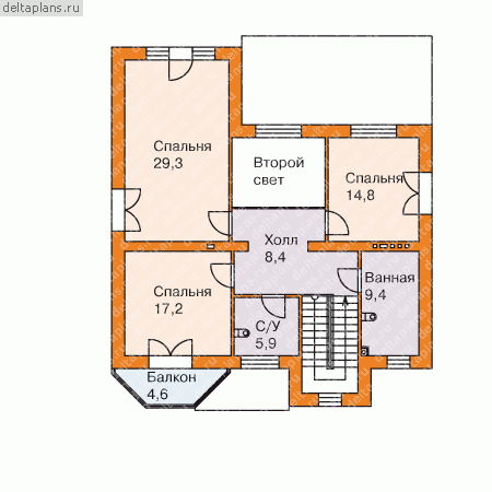 Дом два этажа № L-209-1K - 2-й этаж