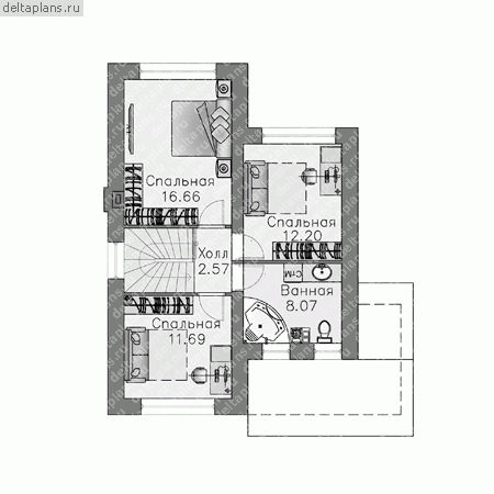 Проект пенобетонного дома № M-110-1P - 2-й этаж
