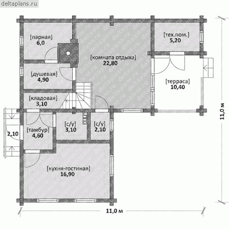 Проект дома с баней № M-117-1D - 1-й этаж