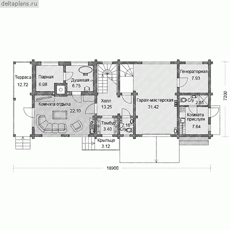 Проект дома для отдыха № M-151-1D - 1-й этаж