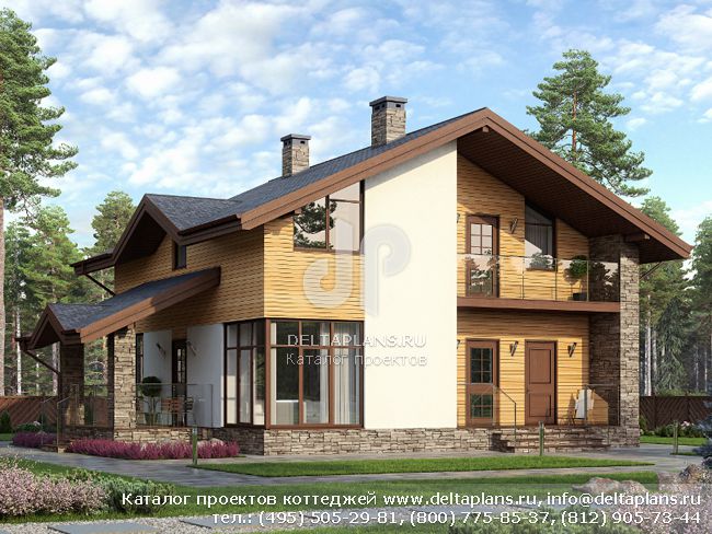 Проект дома с угловыми панорамными окнами № M-165-1P