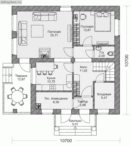 Проект дома  № M-168-1K - 1-й этаж