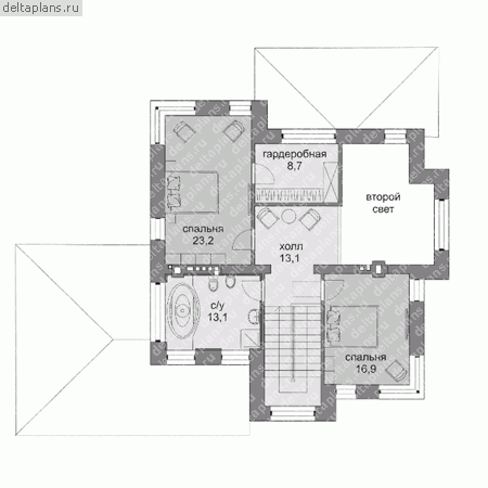 Проект кирпичного дома № M-201-1K - 2-й этаж