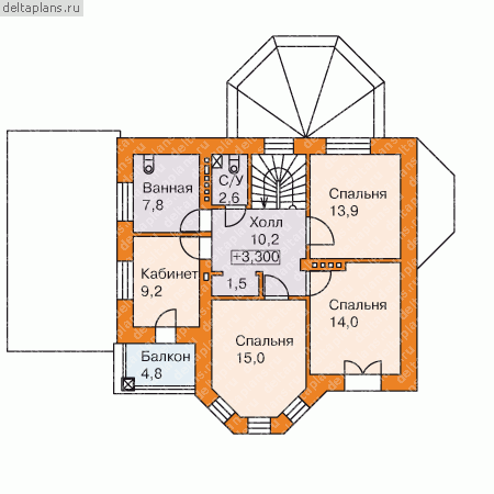 Современный особняк с цокольным этажом № M-248-1P - 2-й этаж