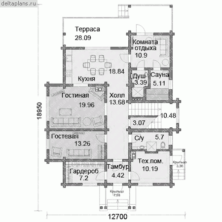 Проект жилого дома для большой семьи № M-257-1D - 1-й этаж