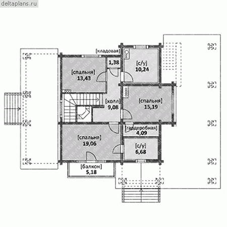 Проект комбинированного дома  № M-264-1K - 2-й этаж