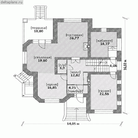 Проект дома с тренажерным залом № M-371-1K - 1-й этаж