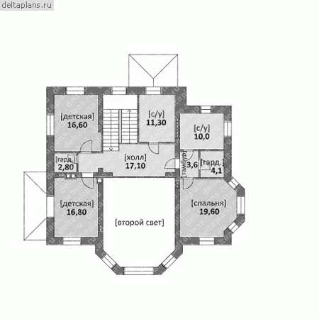 Проект особняка с цокольным этажом № M-410-1K - 2-й этаж
