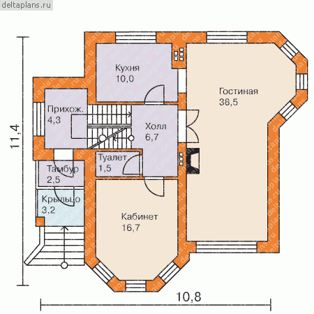 дом-коттедж с 2 гаражами № N-230-1P - 1-й этаж