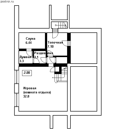 Мансардный дом с цокольным этажом № N-239-1K - цоколь