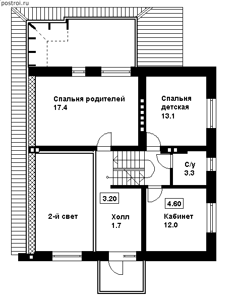 Мансардный дом с цокольным этажом № N-239-1K - 2-й этаж