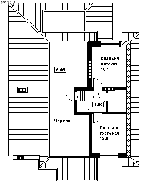Мансардный дом с цокольным этажом № N-239-1K - мансарда