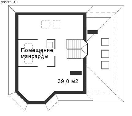 проект дома 11 на 12 № N-258-1D - мансарда