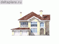 Проект кирпичного дома с балконом № N-340-1K - вид спереди