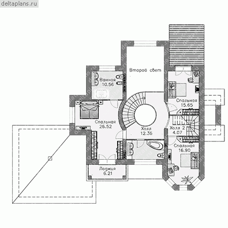 Проект большого загородного дома с сауной  № N-356-1P - 2-й этаж