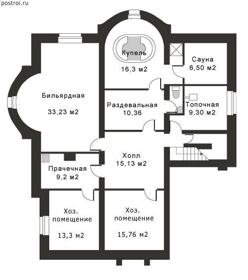 Мансардный дом коттедж № N-487-1K - цоколь