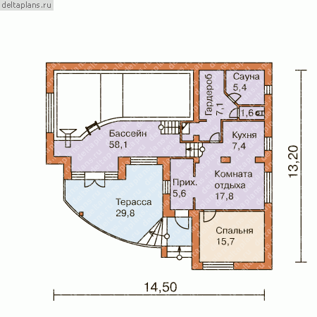 Дом из кирпича с утеплителем № O-150-1K - 1-й этаж