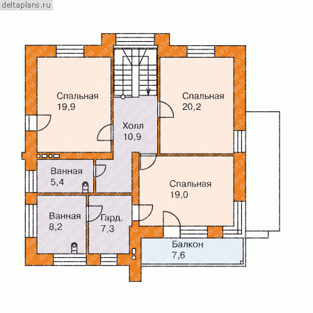 Дом из крупноформатных блоков rauf № O-203-1K - 2-й этаж