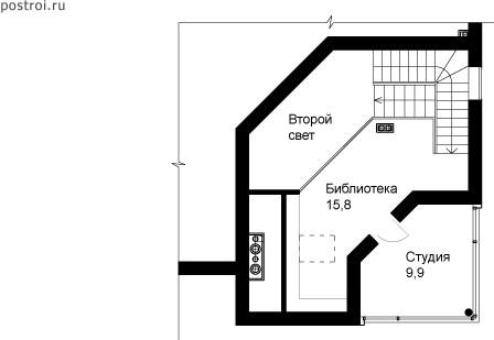 Трехэтажный дом 13 на 13 № O-231-1K - мансарда