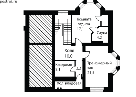 4 этажный коттедж 13 на 13 № O-328-2K - цоколь