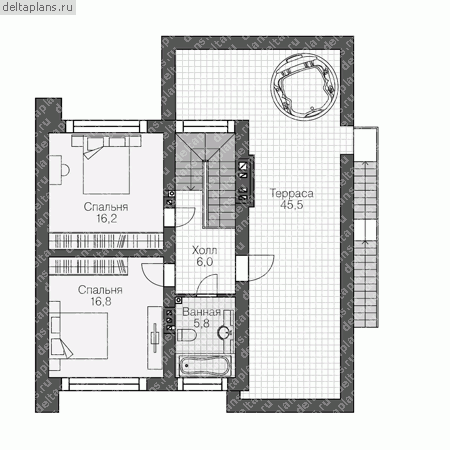 Проект пенобетонного дома № R-128-1P - 2-й этаж