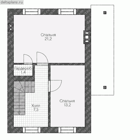 Проект пенобетонного дома № R-130-1P - 2-й этаж