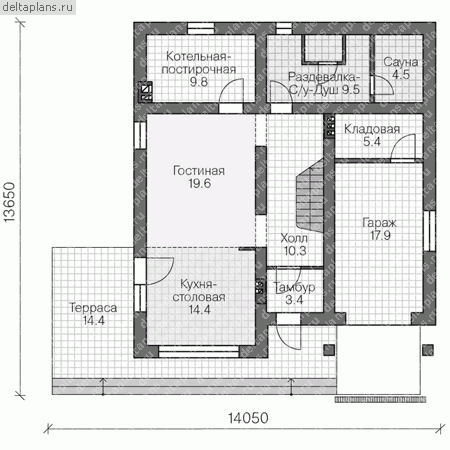 Проект пенобетонного дома № R-175-1P - 1-й этаж