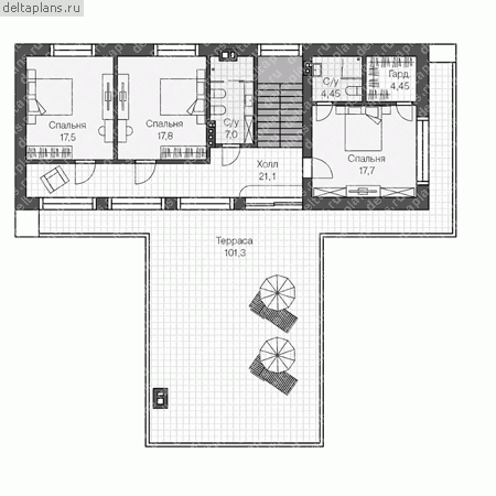 Проект пенобетонного дома № R-204-1P - 2-й этаж