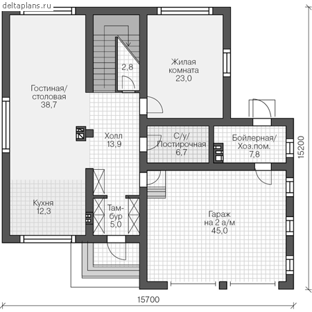 Проект кирпичного дома № R-271-1K - 1-й этаж