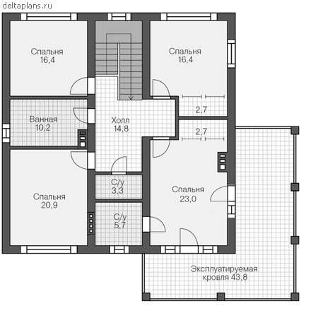 Проект кирпичного дома № R-271-1K - 2-й этаж