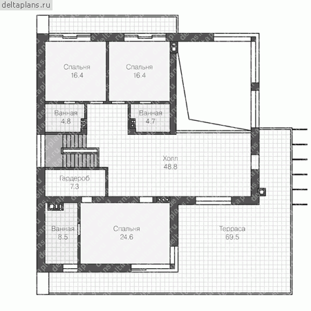 Проект пенобетонного дома № R-273-1P - 2-й этаж