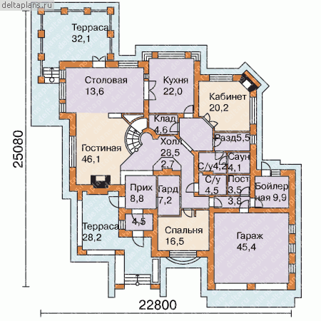 Дом 25 на 23 № R-446-1K - 1-й этаж