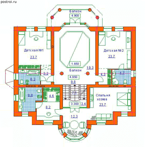 особняк с бассейном № S-454-1K - 2-й этаж