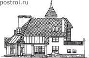 Кирпичный дом с отделкой из камня № S-569-1K - вид слева