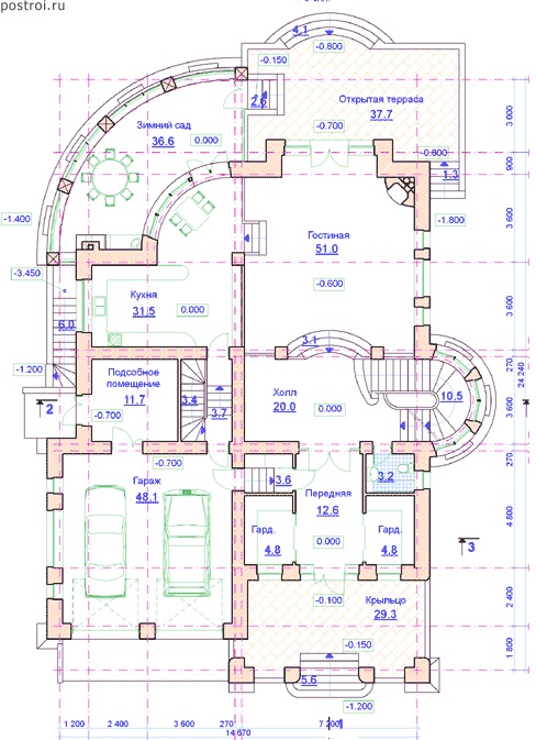Проект дом-виллы № S-768-1K - 1-й этаж
