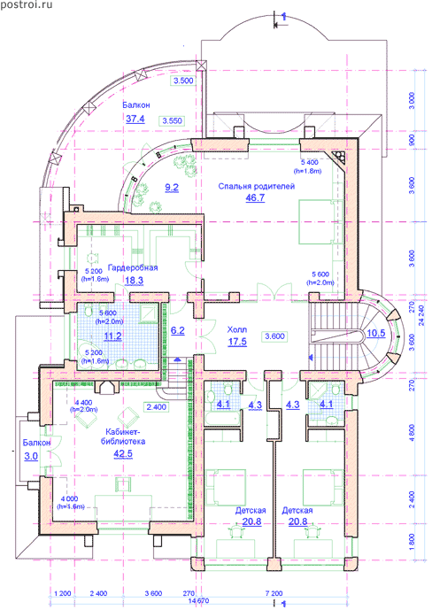 Проект дом-виллы № S-768-1K - 2-й этаж