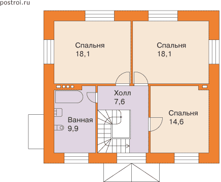 Проект квадратного дома № T-137-1K [H-1412-0] - мансарда