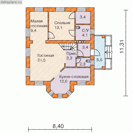 Проект кирпичного дома № T-141-1K - 1-й этаж