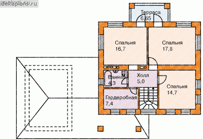 Проект дома с отдельным гаражом № T-162-1P [52-55] - 2-й этаж