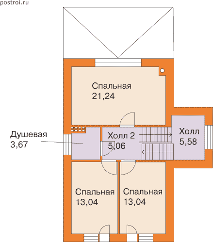 Проект кирпичного дома с сауной № T-192-1P - 2-й этаж