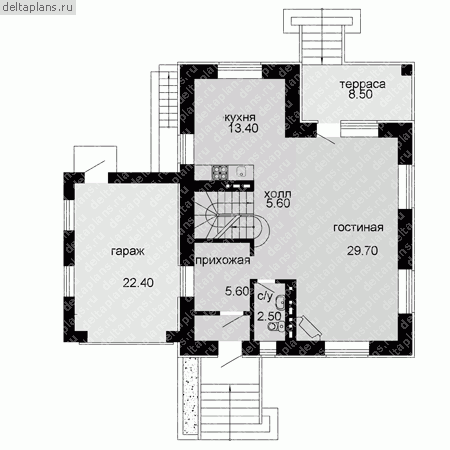 Проект кирпичного дома № T-209-2K - 1-й этаж