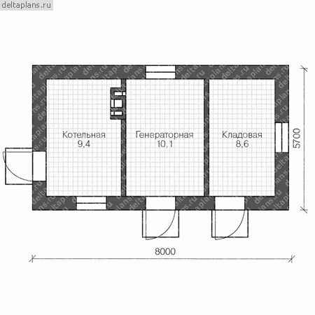 Проект пенобетонного дома № U-028-1P - 1-й этаж