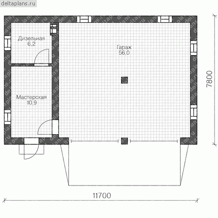 Проект пенобетонного дома № U-073-1P - 1-й этаж