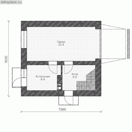 Проект пенобетонного дома № U-079-1P - 1-й этаж
